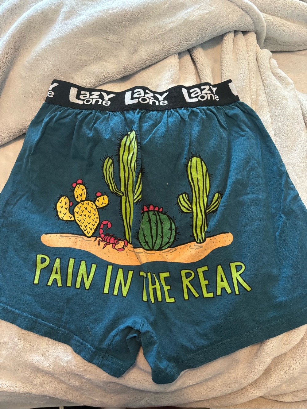 Lazy One Teal Cactus Graphic Women's Athletic Shorts - 'Pain In The Rear'